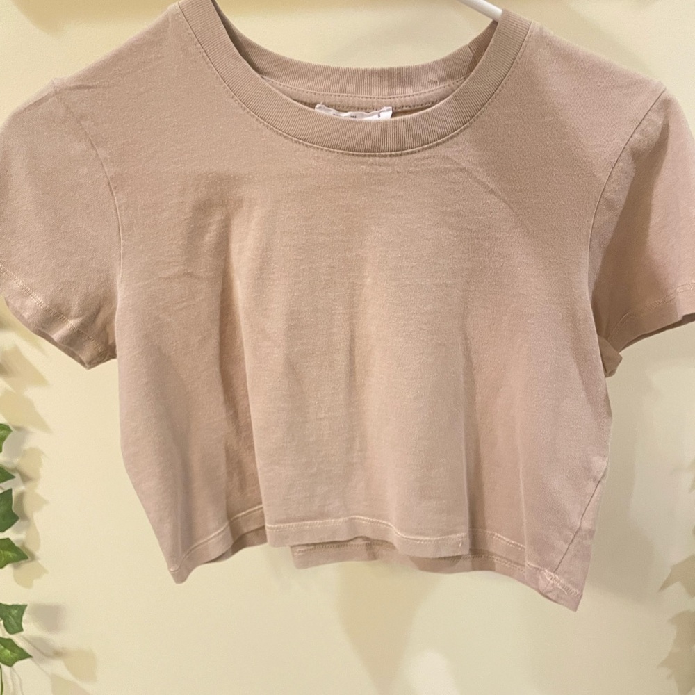 Tan baby tee; size S